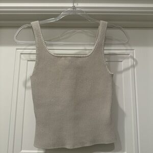 Aritzia Cream Ribbed Tank Top